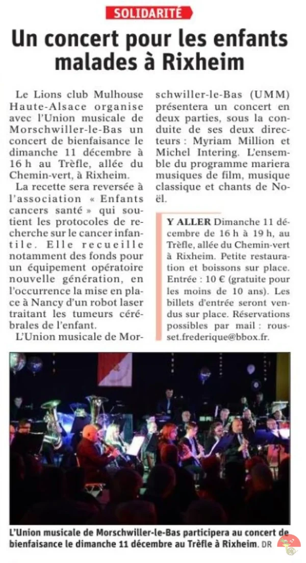 Un concert pour les enfants malades à Rixheim